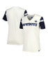 ფოტო #1 პროდუქტის Women's Cream Dallas Cowboys Kick Start V-Neck T-shirt