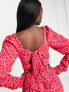 Фото #7 товара Collective the Label exclusive bow back crop top co-ord in pink and red leopard print