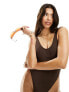 Фото #1 товара Candypants ribbed underwire swimsuit in dark brown