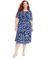 Фото #1 товара Plus Size Printed Jersey A-Line Midi Dress