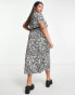 Фото #4 товара ASOS DESIGN Curve short sleeve midi wrap dress with belt in mono zebra print