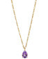 Фото #1 товара Macy's amethyst Pear Solitaire Pendant Necklace (1 ct. t.w.) in 14k Gold-Plated Sterling Silver, 16" + 2" extender
