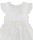 Baby Girls White Embroidered Flutter Sleeve Fit-and-Flare Dress