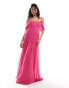 ASOS DESIGN drape off shoulder dropped waist maxi dress in fuchsia pink Leuchtend Pink, 40 - фото #2