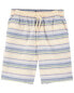 Kid Baja Striped Drawstring Canvas Shorts 6