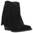 Dingo Tangles Fringe Embroidered Pointed Toe Pull On Booties Womens Black Casual