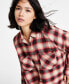 Фото #3 товара Women's Harrison Raglan Long Sleeve Plaid Shirt