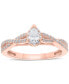 Фото #6 товара Diamond Pear Twist Engagement Ring (1/2 ct. t.w.) in 14k White, Yellow or Rose Gold