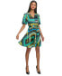 Фото #5 товара Women's Geometric-Print Faux-Wrap Dress