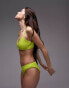 Фото #2 товара Topshop mix and match crinkle high leg bikini bottoms in lime