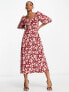 Фото #1 товара Nobody's Child Kenya puff sleeve midi dress in red floral