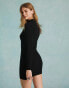 Фото #4 товара Miss Selfridge heart cut out knit rib mini dress in black