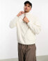 Фото #4 товара ASOS DESIGN oversized half zip polar fleece sweatshirt in off white