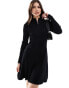 ONLY quarter zip structured knit midi dress in black