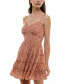 ფოტო #3 პროდუქტის Juniors' Printed Ruffle-Trim Lace-Up-Back Dress