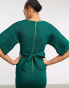 Фото #6 товара Closet London ribbed pencil dress with tie belt in emerald green
