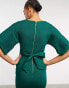 Фото #3 товара Closet London ribbed pencil dress with tie belt in emerald green