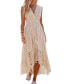 Фото #1 товара Women's Beige Lace & Tassel Sleeveless Midi Beach Dress
