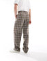 ASOS DESIGN smart wide leg check trousers in brown