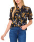 ფოტო #3 პროდუქტის Women's Puffed Short-Sleeve Button-Down Blouse