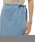 Women's Zinnia Solid Denim Wrap Midi Skirt