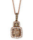 Фото #1 товара Le Vian chocolate Diamond (3/4 ct. t.w.) & Vanilla Diamond (1/5 ct. t.w.) Double Drop Halo 18" Pendant Necklace in 14k Rose Gold