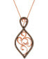 Chocolate Diamond Openwork Swirl 18" Pendant Necklace (5/8 ct. t.w.) in 14k Rose Gold