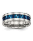 ფოტო #1 პროდუქტის Stainless Steel Polished Blue IP-plated Checkered 7mm Band Ring