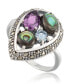 Marcasite and Amethyst (1-1/4 ct. tw.), Abalone (9/10 ct. t.w.) and Blue topaz (1/4 ct. t.w.) Teardrop Ring in Sterling Silver