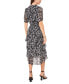 Women's Printed Puff-Sleeve Tiered Midi Dress