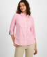 ფოტო #1 პროდუქტის Women's Cotton Gingham Roll-Tab Shirt