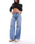 Фото #1 товара Pimkie mid rise baggy ripped jeans in light blue wash