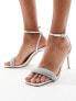Фото #1 товара Steve Madden Entice mid heeled sandals in silver with irridescent diamante strap