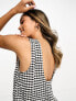 ASOS DESIGN textured godet chuck on playsuit in mono gingham