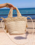 Фото #3 товара South Beach x Misha Grimes ruffle crochet bucket bag with crossbody strap in natural