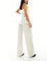 4th & Reckless Petite exclusive tailored linen wide leg trousers co-ord in cream