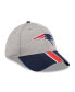 ფოტო #3 პროდუქტის Men's Heather Gray, Navy New England Patriots Striped 39THIRTY Flex Hat