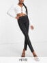 Фото #1 товара Miss Selfridge Petite contrast stitch split hem skinny jean in black