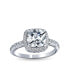 ფოტო #1 პროდუქტის 3CT AAA CZ Cubic Zirconia Halo Solitaire Square Radiant Cushion Cut Engagement Ring For Women .925 Sterling Silver 1MM Thin Band