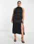 Pretty Lavish Curve high neck split maxi dress in black