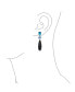 Linear Multi Color Natural Gemstone Black Onyx Blue Turquoise Navy Sodalite Rose Quartz Chandelier Elongated Long Teardrop Dangling Earrings for Women