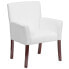 Фото #4 товара White Leather Executive Side Reception Chair With Mahogany Legs