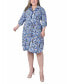 ფოტო #1 პროდუქტის Plus Size 3/4 Roll Tab Sleeve Zippered Shirt Dress