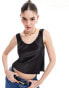 ASOS DESIGN scoop neck cami in satin in black Черный, 38 - фото #1