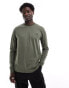 Fred Perry twin tipped long sleeve t-shirt in khaki green grün, M - фото #1