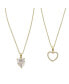 Women's Heart Pendant with Crystal Stones Necklace Set, 2 Piece