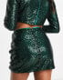 Фото #4 товара Collective the Label Petite exclusive sequin mini skirt co-ord in emerald green