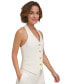 ფოტო #3 პროდუქტის Women's Collarless Cropped Halter Sleeveless Blazer