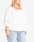 Фото #2 товара Plus Size Rae Square Neck Ballon Sleeve Top