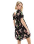 Фото #4 товара Wednesday's Girl devore puff sleeve mini dress in black floral